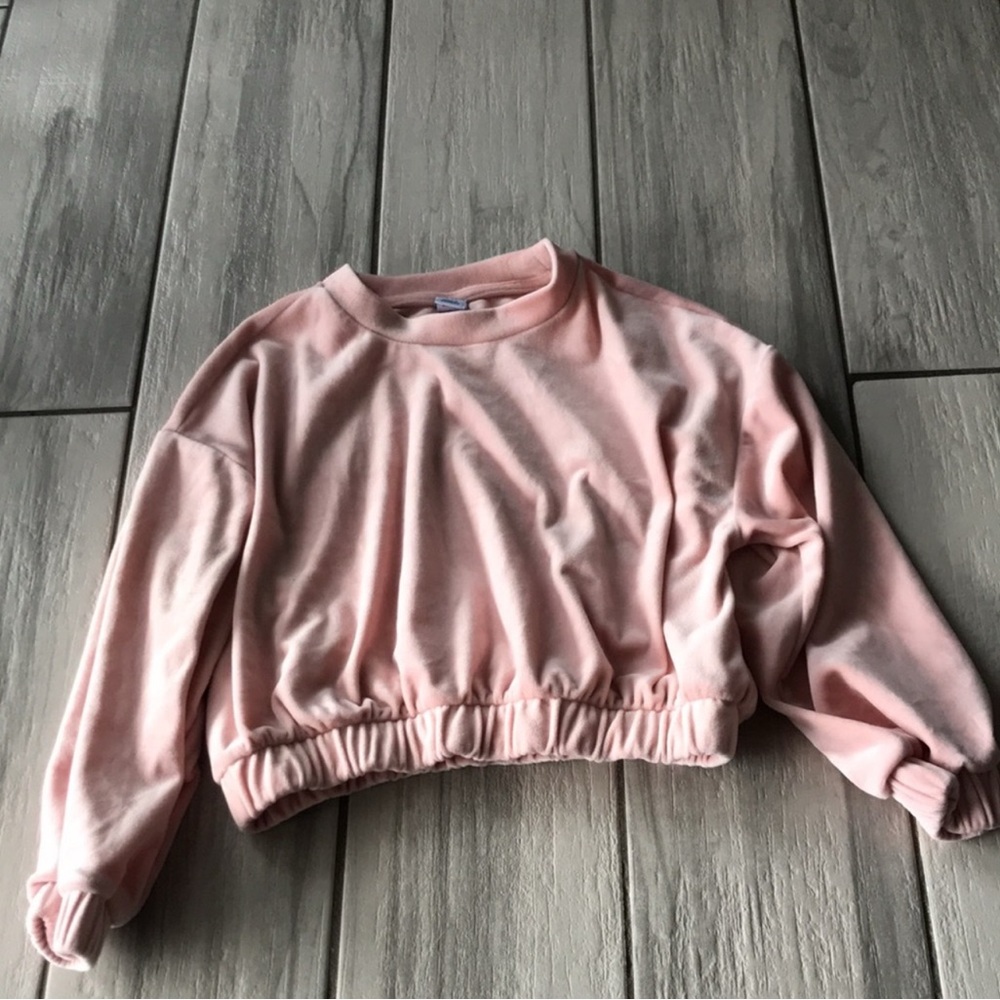 Old Navy Girls XXL 18 Cozy Velour Sweatshirt in Fleur De Sel Pink